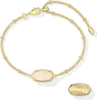 Kendra Scott Womens Tiger Striped Elaina Bracelet In Gold Natural Mop
