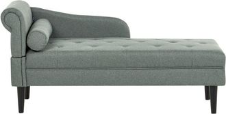 Beliani Left Hand Chaise Green Fabric Upholstered Lounge with Cushion Easy-to-Clean Wooden Legs Living Room Modern YVOIRE