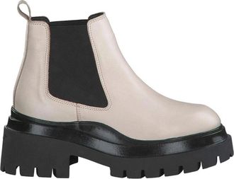 Tamaris Beige Casual Gesloten Enkellaarsjes - Dames - Chelseaboots - Wit - 39 EU - Leer - Schoenen