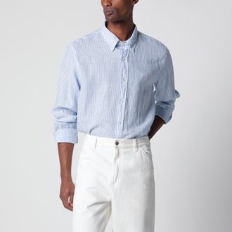 Polo Ralph Lauren Camicia a righe azzurra/bianca in lino