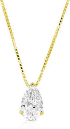 Vir Jewels 1 cttw Pear Lab Grown Diamond Solitaire Pendant Necklace in 14K Gold with Chain For Women
