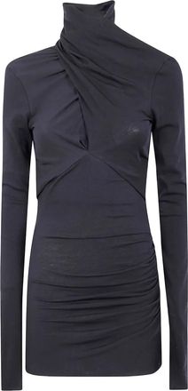 Entire studios Gedrapeerde top met col - Zwart