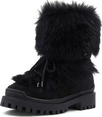 Aquatalia Womens Cinda Fashion Boot, Black Suede, 2.5 UK