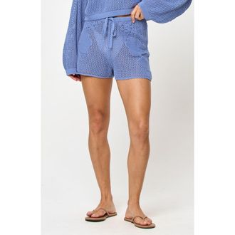 L*Space Island Time Open Knit Cover-Up Shorts in Chambray at Nordstrom, Size X-Large