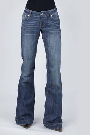Stetson Womens Diangle Pieced Back Pocket Jean In Blue