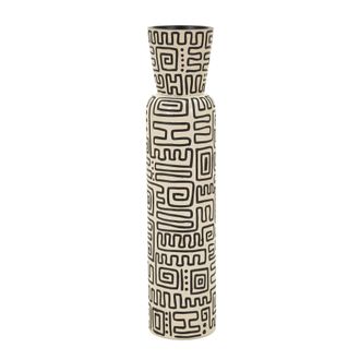Dmora Vaso, Color Negro, Di&aacute;metro 11.5 Cm, Sombra Crema Y Blanco Crema - Iya