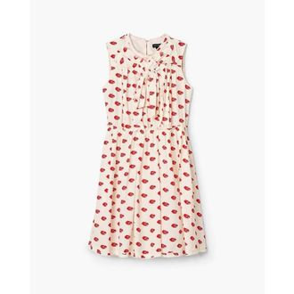 Marc Jacobs Short Dresses, female, Beige, Size: XS Lips Pleated Midi Dress