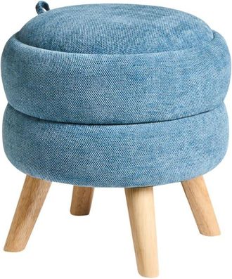 Beliani Puf con almacenaje Chenilla Azul