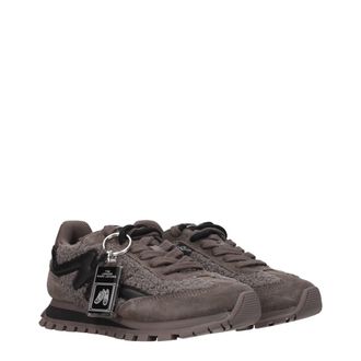 Marc Jacobs Fur-Paneled Low-Top Sneaker - Gray