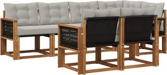 vidaXL Conjunto De Sof&aacute;s De Exterior 7 Uds. Natural Y Gris Claro Vidaxl