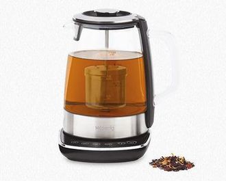 H.Koenig Tetera El&eacute;ctrica Con Infusor Y Filtro, 2200 W, Capacidad De 1.5 L, Base 360&ordm; Sin Cables, 4 Temperaturas, Cristal, Acero Inoxidable. Hkoenig Ti600