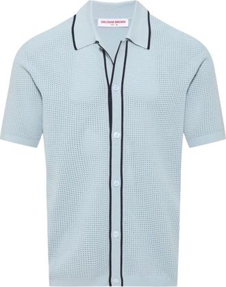 Orlebar Brown Roddy button-up geperforeerd overhemd - Blauw