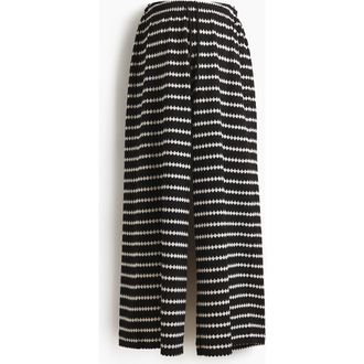 H&M Mama Before & After Knitted Trousers in Black/striped at Nordstrom, Size X-Small