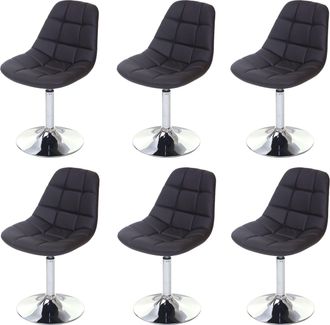 Hhg Hhg - Nunca Usado] Juego De 6 Sillas De Comedor 452, Silla Giratoria, Cromo, Polipiel Marr&oacute;n