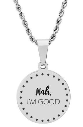 HMY Jewelry Nah, Im Good Pendant Necklace in Metallic at Nordstrom Rack