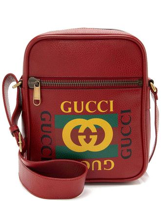 Gucci Red Leather Logo Messenger (Authentic Pre-Loved)