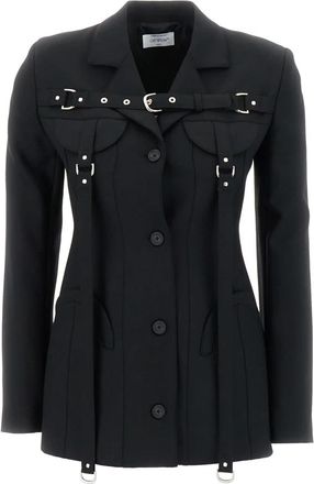 Off-white Enkelrijig blazer met ceintuur - Dames - Zomerjassen - Zwart - M - Wol - Jassen