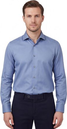 John Miller overhemd blauw effen katoen