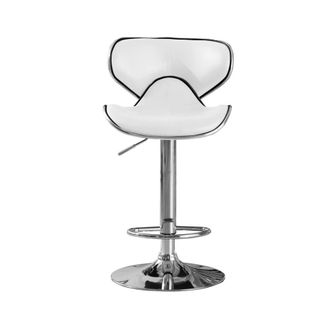 Netfurniture Polsode Bar Stool PU Chrome & White (2s)