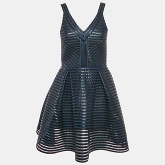 Maje Navy Blue Mesh Rosemount Mini Dress