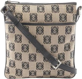 Loewe Pre-owned Anagram Leren Schoudertas - Dames - Vintage Schoudertas - Beige - ONE Size - Leer - Vintage