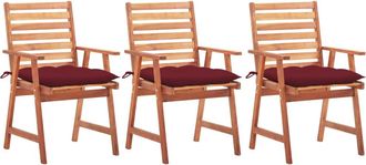 vidaXL Vidaxl - Sillas Comedor De Jard&iacute;n 3 Uds Madera Maciza Acacia Y Cojines