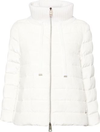 Herno corduroy puffer jacket - women - Viscose/Polyamide/Virgin Wool/Goose Down/Goose Feather - 42 - White