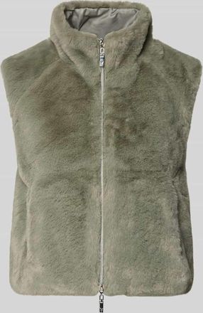 Monari Weste aus Kunstfell mit Eingrifftaschen in Gruen, Größe 34
