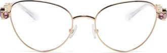 Swarovski crystal-embellished glasses - women - Metal - 53 - Gold