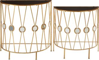 Premier Housewares Stylish Set Of 2 Cross Design Console Tables, Durable Hallway Table, Easily Maintained Modern Console Table