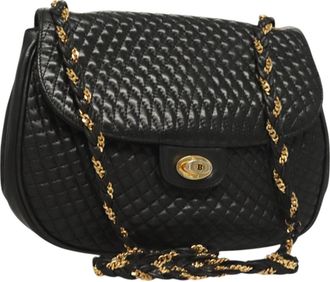 Bally Quilted Black Leather Shoulder Bag (Pre-Owned)