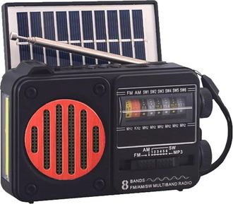 OEM Radio Solar - Antena Fm Multicanal - Altavoz Bluetooth Port&aacute;til - Linterna 100 L&uacute;menes - Memoria Usb 16 Gb - Bater&iacute;a 2000 Mah