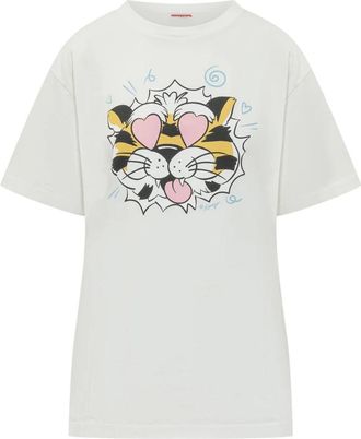 Kenzo Wild Tiger Loose T-shirt - Dames - T-shirts - Wit - S - Katoen - Tops