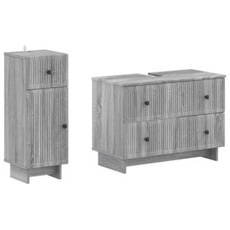 vidaXL Juego De Gabinete De Ba&ntilde;o De 2 Piezas Ede Sonoma Gris Vidaxl