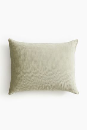 H&M Kopfkissenbezug aus Baumwollmusselin - Helles Mattgr&uuml;n