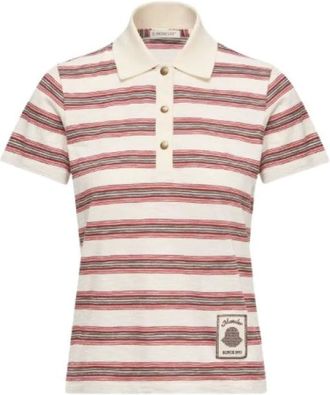 Moncler Polo in Cotone a Righe - - Tops - Donna - Rosso - L