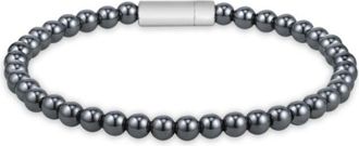 BOSS Logo-closure cuff with hematite beads