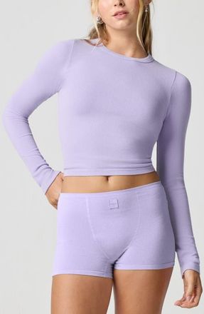 Florence By Mills Softie Seamless Long Sleeve Crop T-Shirt in Millie Lavender at Nordstrom, Size Xx-Small