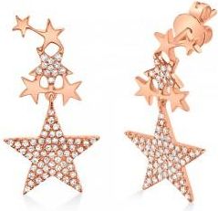 Allurez Diamond Star Drop Earrings 14k Rose Gold (0.35ct)