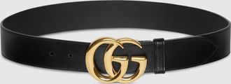 Gucci GG Marmont Wide Belt With Shiny Buckle, Size Gucci 100, Black, Leather
