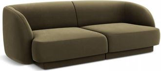 BLOOMINGLOFT 2-Sitzer Designsofa Miley - Samtbezug Olivgrün