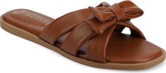 Journee Collection Prylin Bow Slide Sandal in Cognac at Nordstrom Rack, Size 8.5