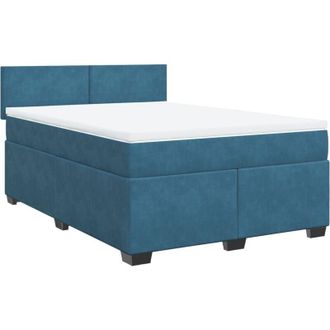 vidaXL Vidaxl - Cama Box Spring Con Colch&oacute;n Terciopelo Azul 140x190 Cm