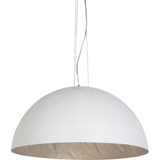 QAZQA Modern Pendant Lamp White with Silver 70cm - Magna