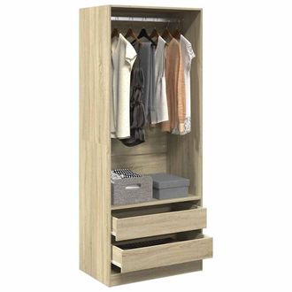 Berkfield Home Wardrobe Sonoma Oak 80x50x200 cm Engineered Wood in Brown | Size: 80 x 50 x 200 cm