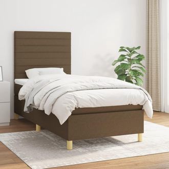 vidaXL Cama Box Spring Con Colch&oacute;n Tela Marr&oacute;n Oscuro 80x200 Cm Vidaxl