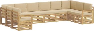 vidaXL Conjunto De Sof&aacute;s De Exterior 7 Uds. Blanco Y Beige Poli&eacute;ster Vidaxl