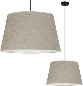 OEM L&aacute;mpara Colgante, Cono De Lino, Negro, 1 Plana, Pantalla Beige L05 44cm