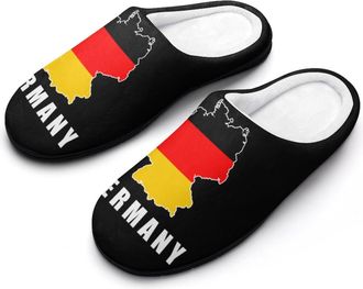 Generic Germany German Map Flag Mens Warm Slippers Non-Slip Sole Winter Rubber Cotton Shoes for Bedroom