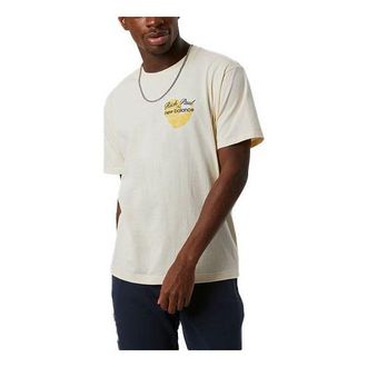 New Balance Mens New Balance x Rich Paul Crossover Logo Printing Round Neck Pullover Short Sleeve Creamy White MT13923-MCU